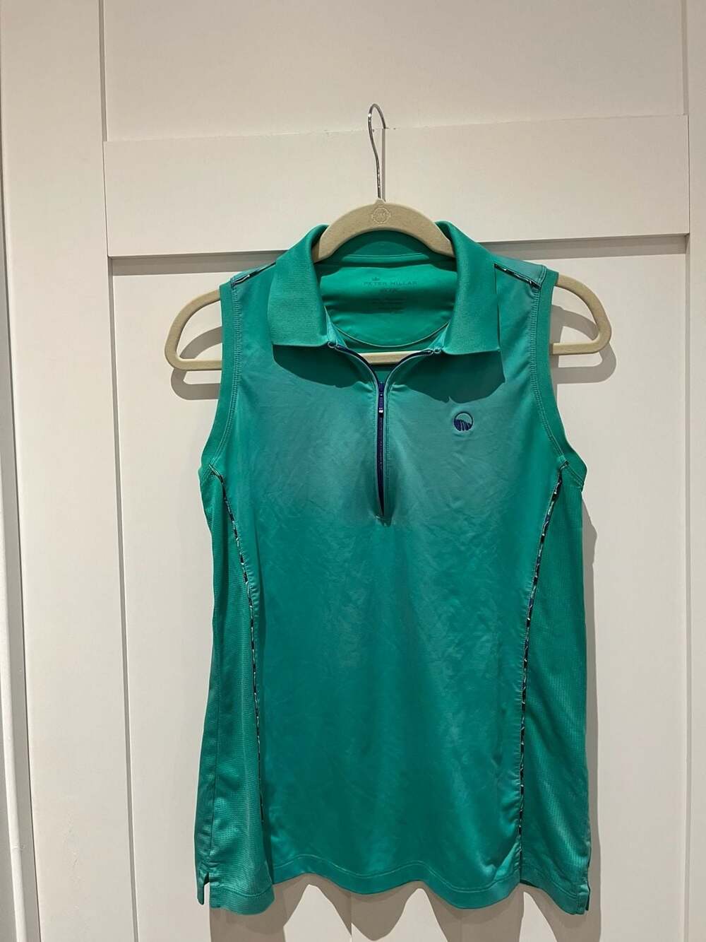 Peter Millar Wicking Performance Sleeveless Golf Polo Shirt Green - The Cliffs l
